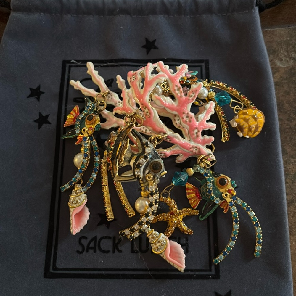 Lunch At The Ritz CORAL & FISH Pin/Pendant